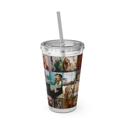 Sabrina Carpenter Album Cover Collage Sunsplash Tumbler with Straw