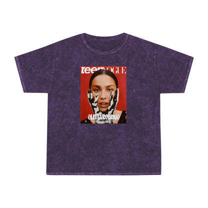 Olivia Rodrigo Teen Vogue Magazine Cover Unisex Mineral Wash Vintage Tee Shirt