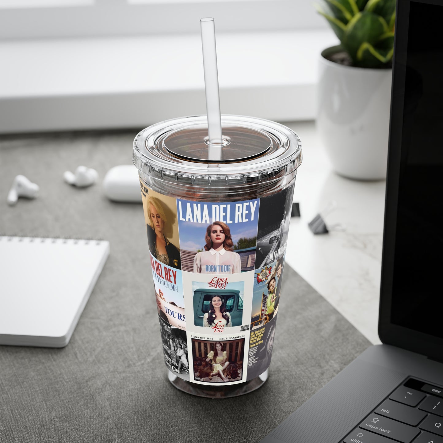 Lana Del Rey Album Cover Collage Sunsplash Tumbler with Straw