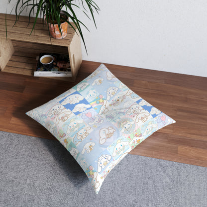 Cinnamoroll Cartoon Collage Tufted Floor Pillow, Square