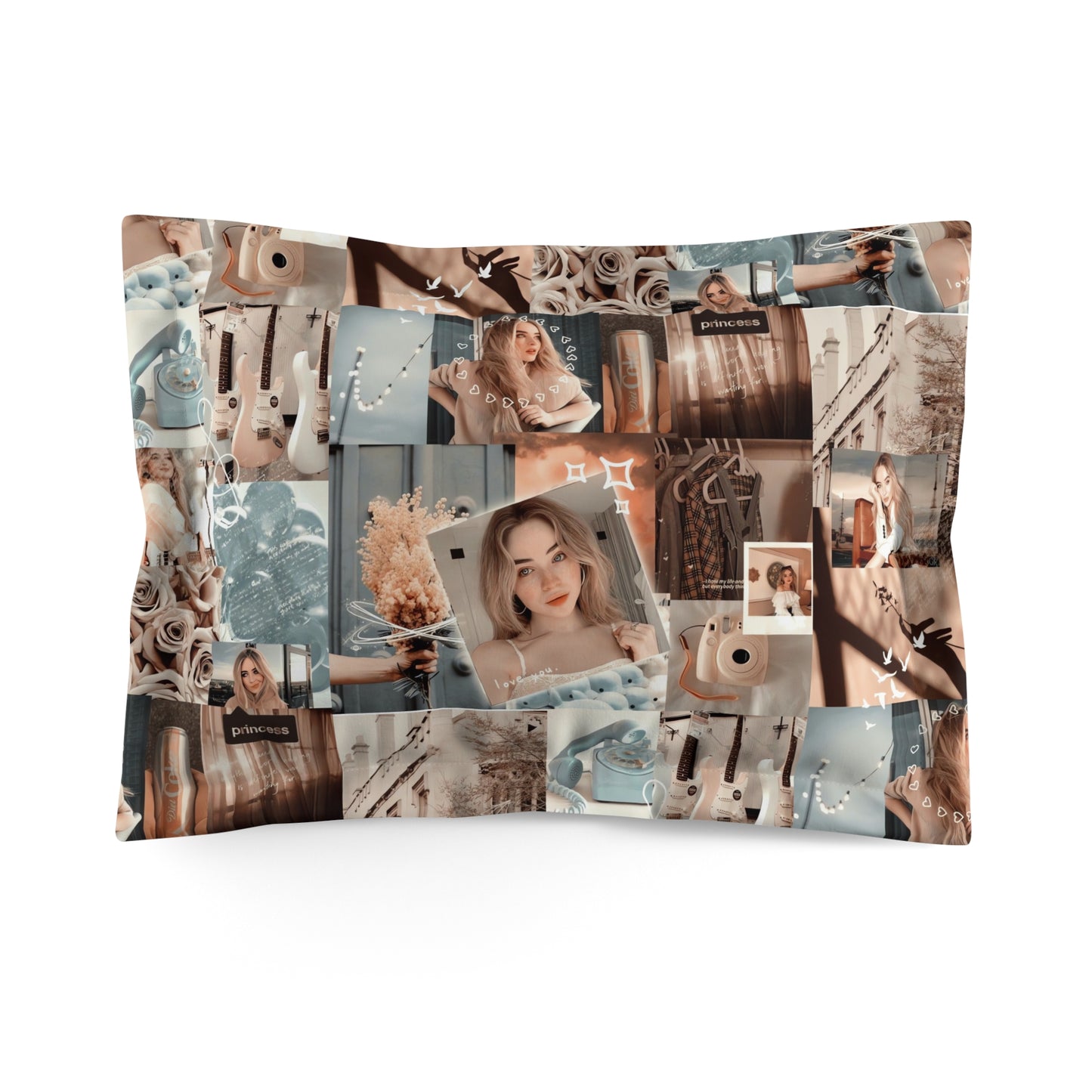 Sabrina Carpenter Peachy Princess Collage Microfiber Pillow Sham