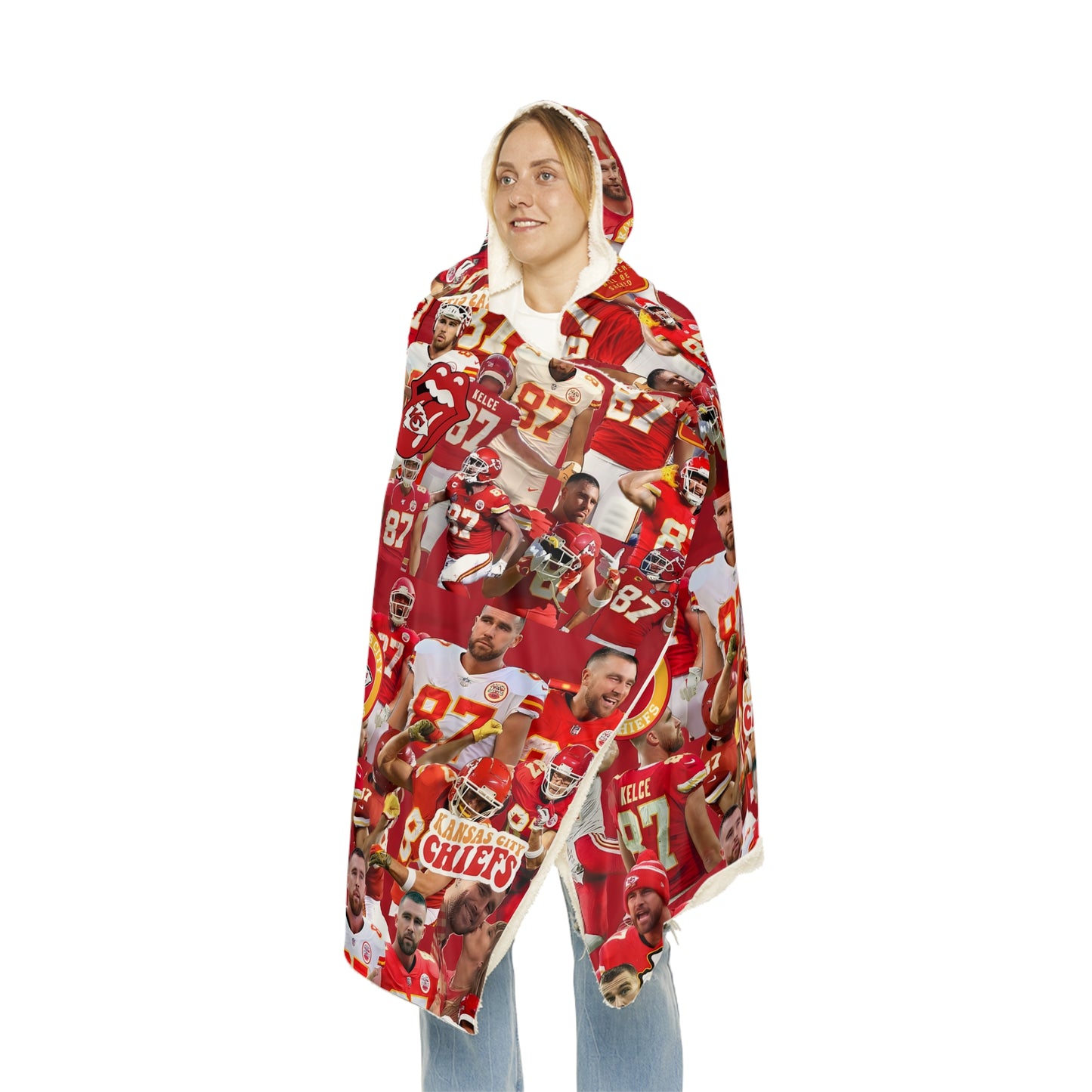 Travis Kelce Chiefs Red Collage Snuggle Blanket