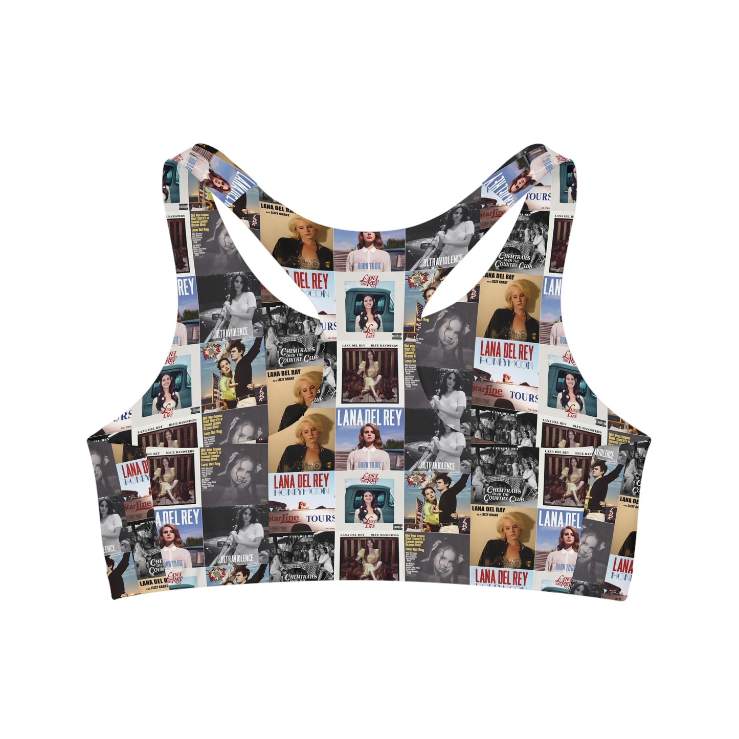 Lana Del Rey Album Cover Collage Seamless Sports Bra