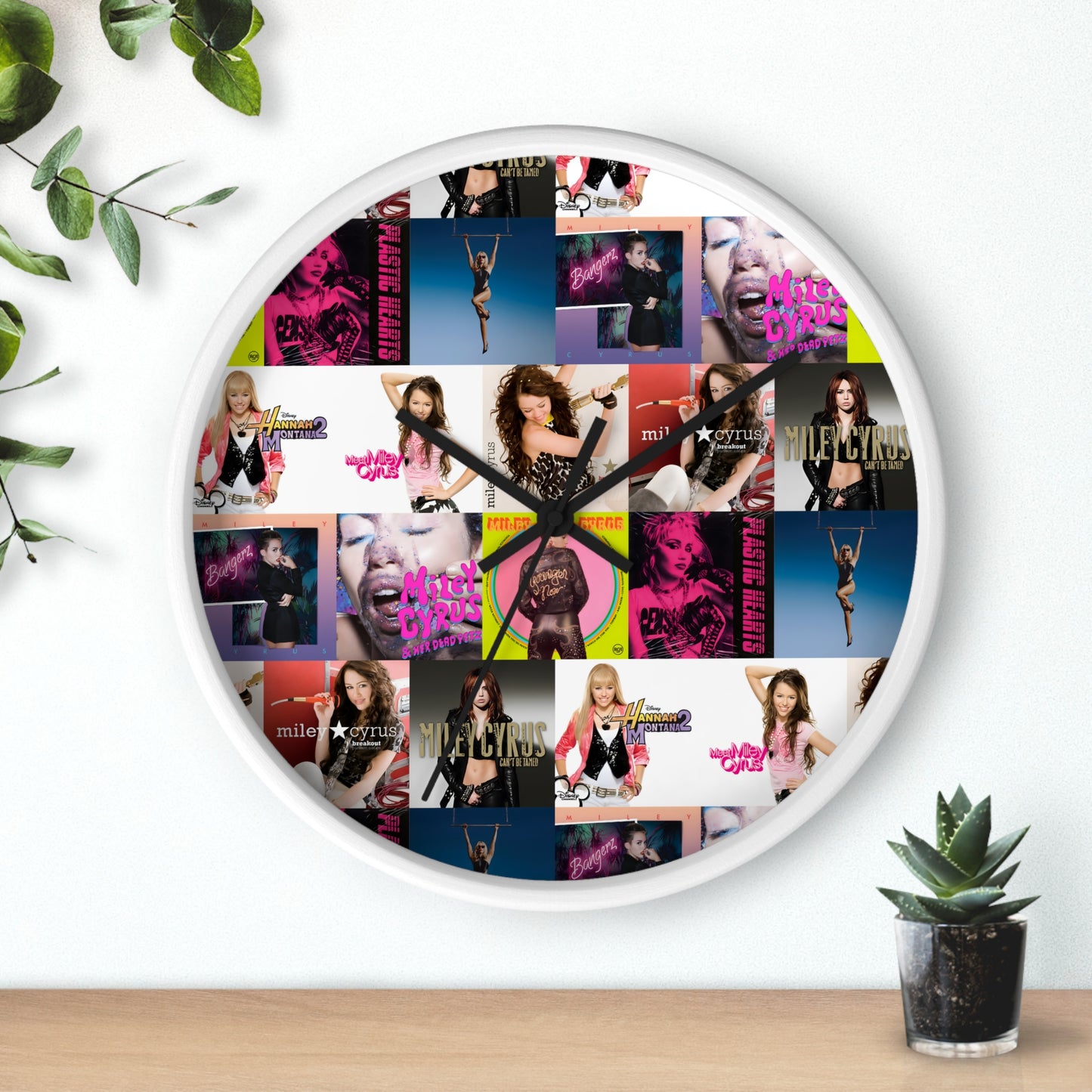 Miley Cyrus Album Cover Collage Round Wall Clock