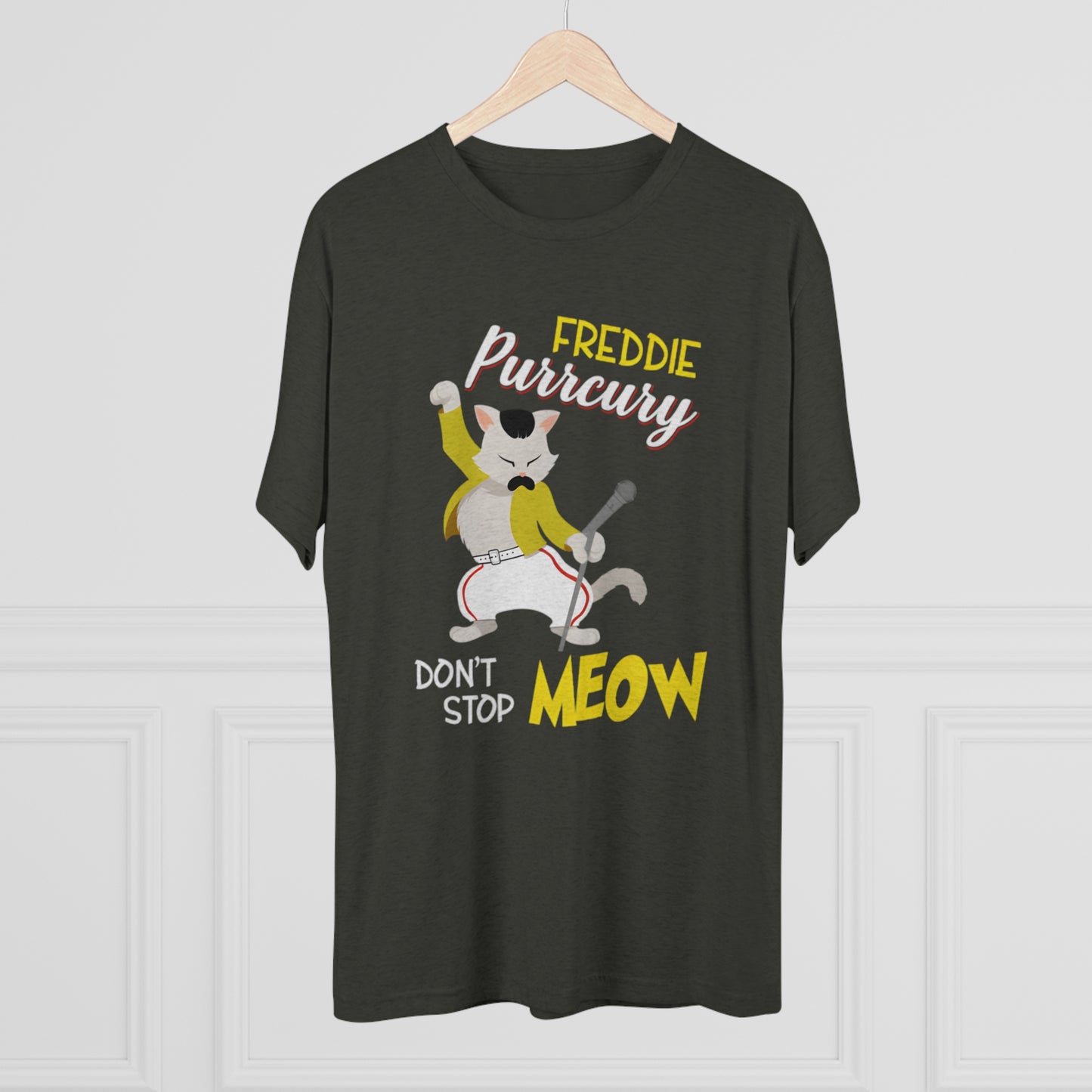 Queen Don't Stop Meow Freddie Purrcury Unisex Tri-Blend Crew Tee