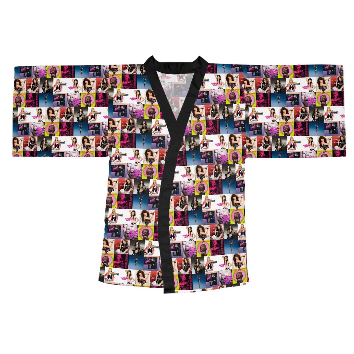 Miley Cyrus Album Cover Collage Long Sleeve Kimono Robe