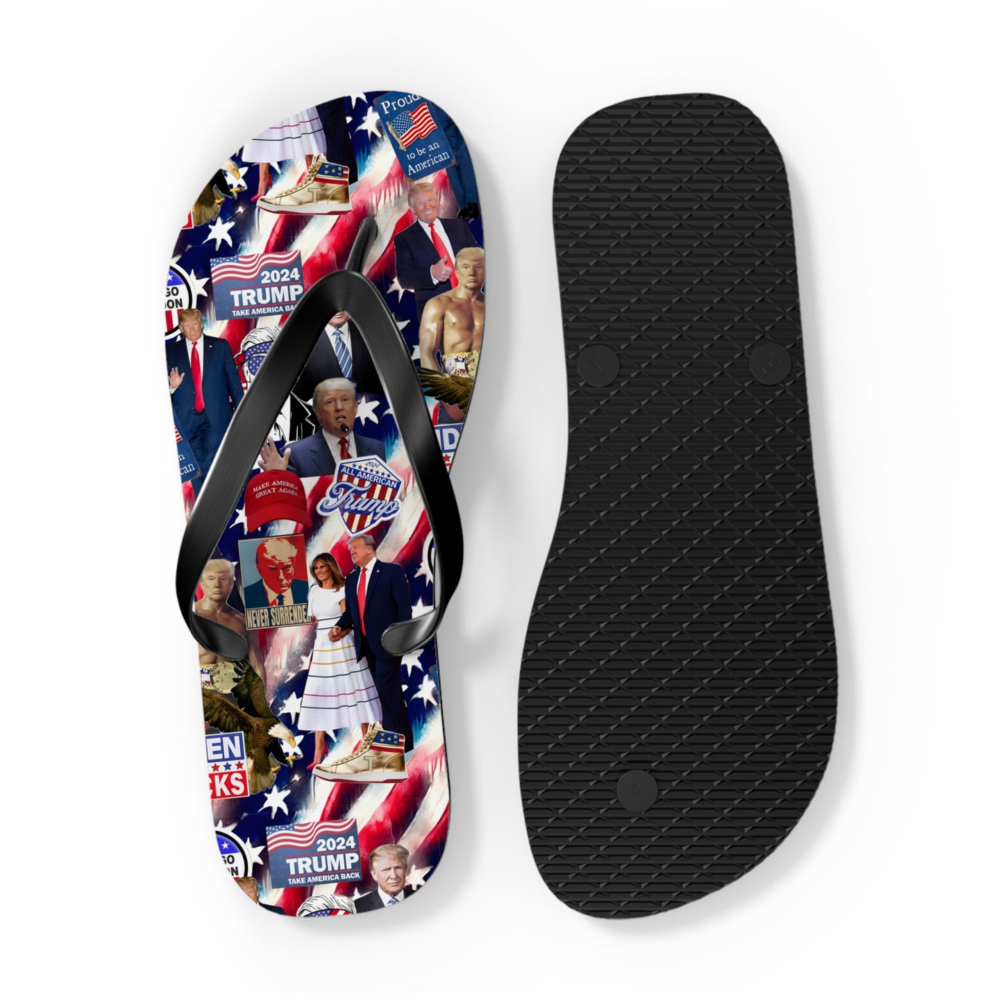 Donald Trump 2024 MAGA Montage Flip Flops