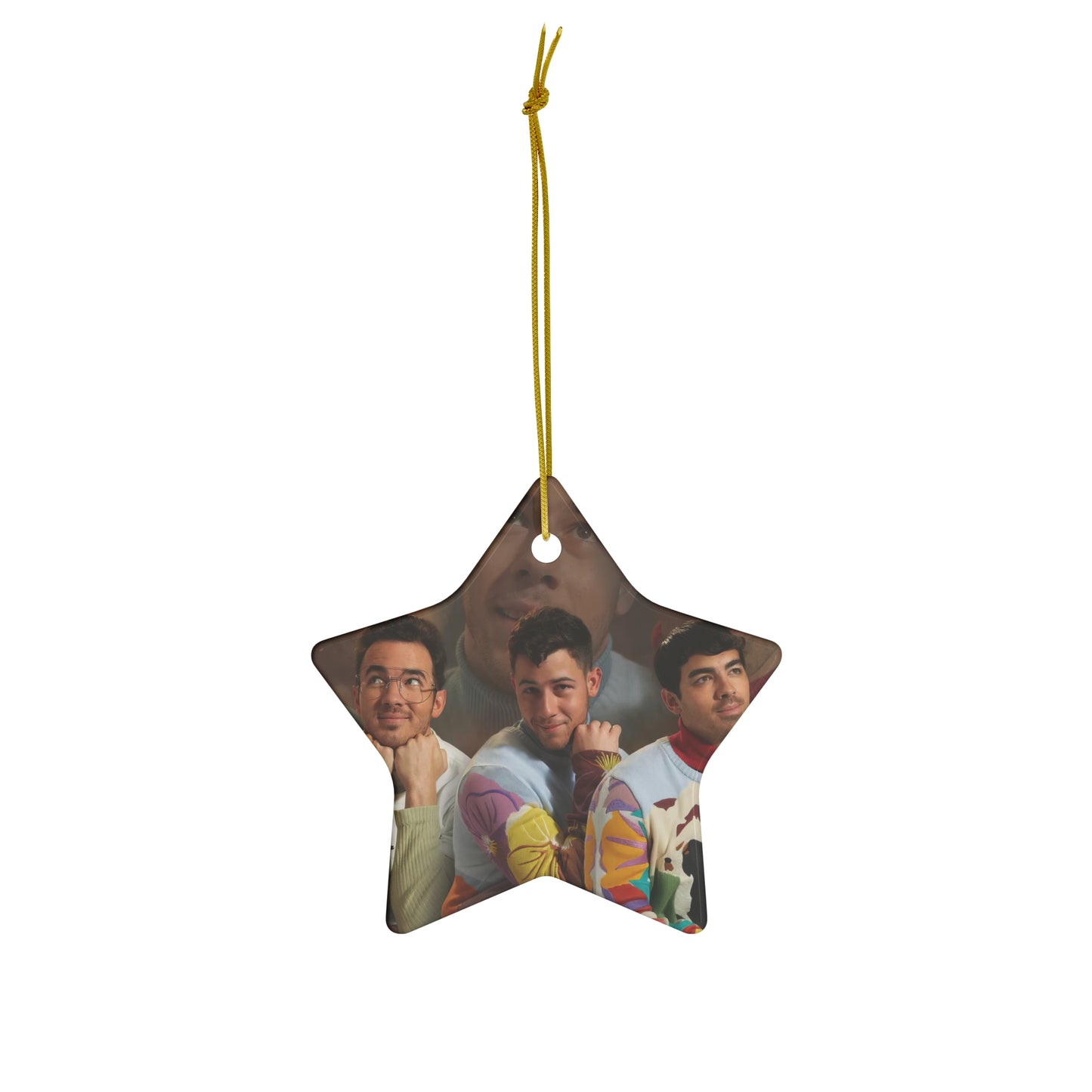 Jonas Brothers Ugly Sweater Photo Ceramic Ornament