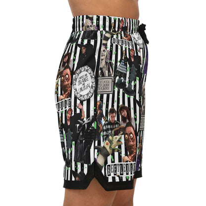 Beetlejuice Strange And Unusual Collage Basketball Rib Shorts