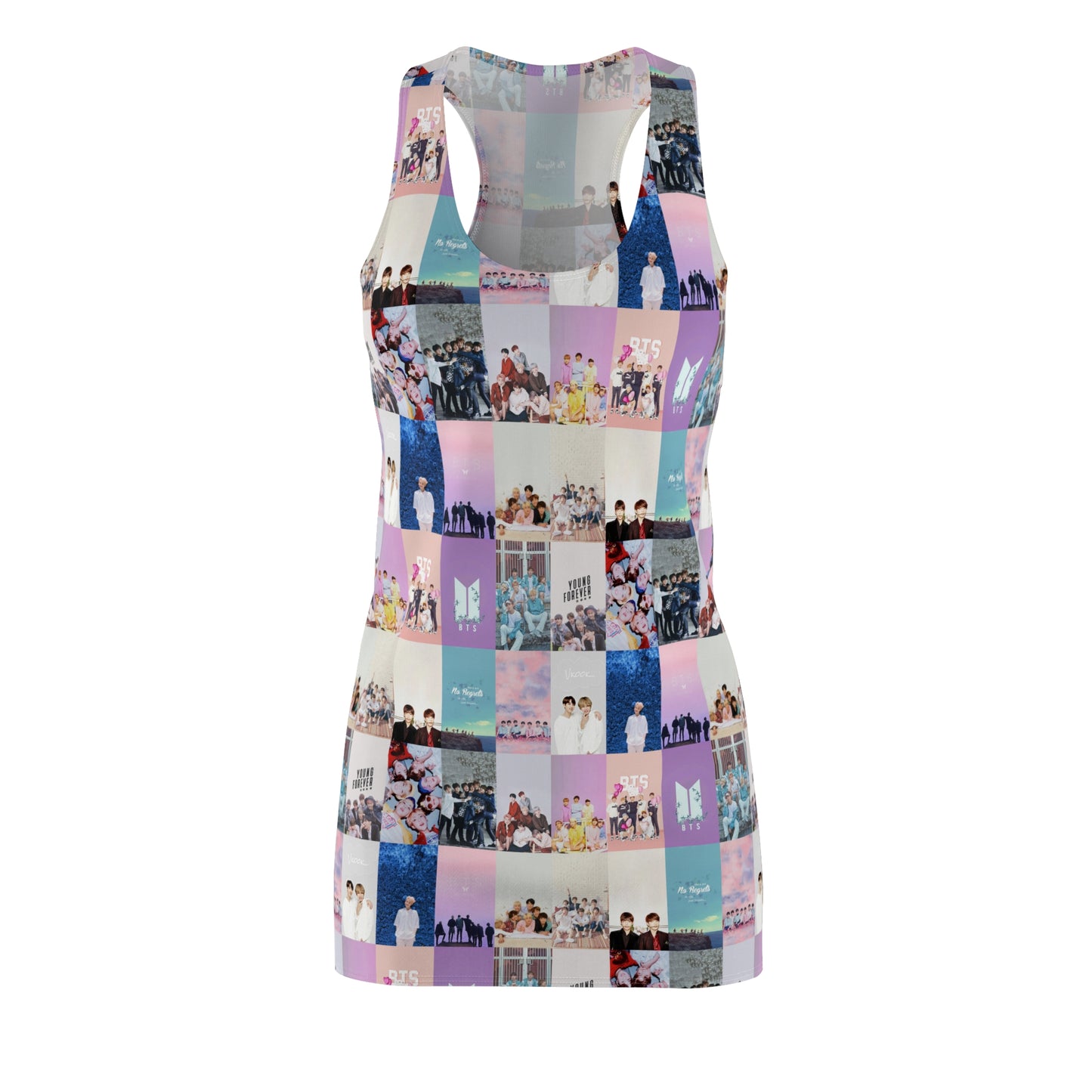 BTS Pastel Aesthetic Collage Women's Cut & Sew Racerback Dress