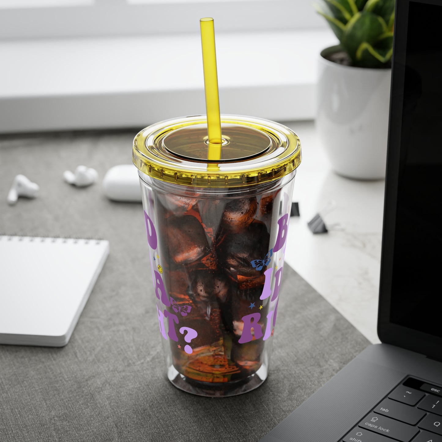 Olivia Rodrigo Bad Idea Right? Sunsplash Tumbler with Straw