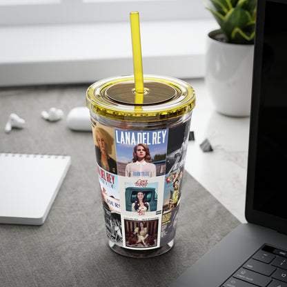 Lana Del Rey Album Cover Collage Sunsplash Tumbler with Straw