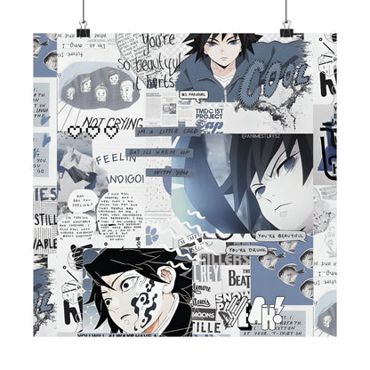 Demon Slayer Giyu Aesthetic Collage Matte Vertical Poster