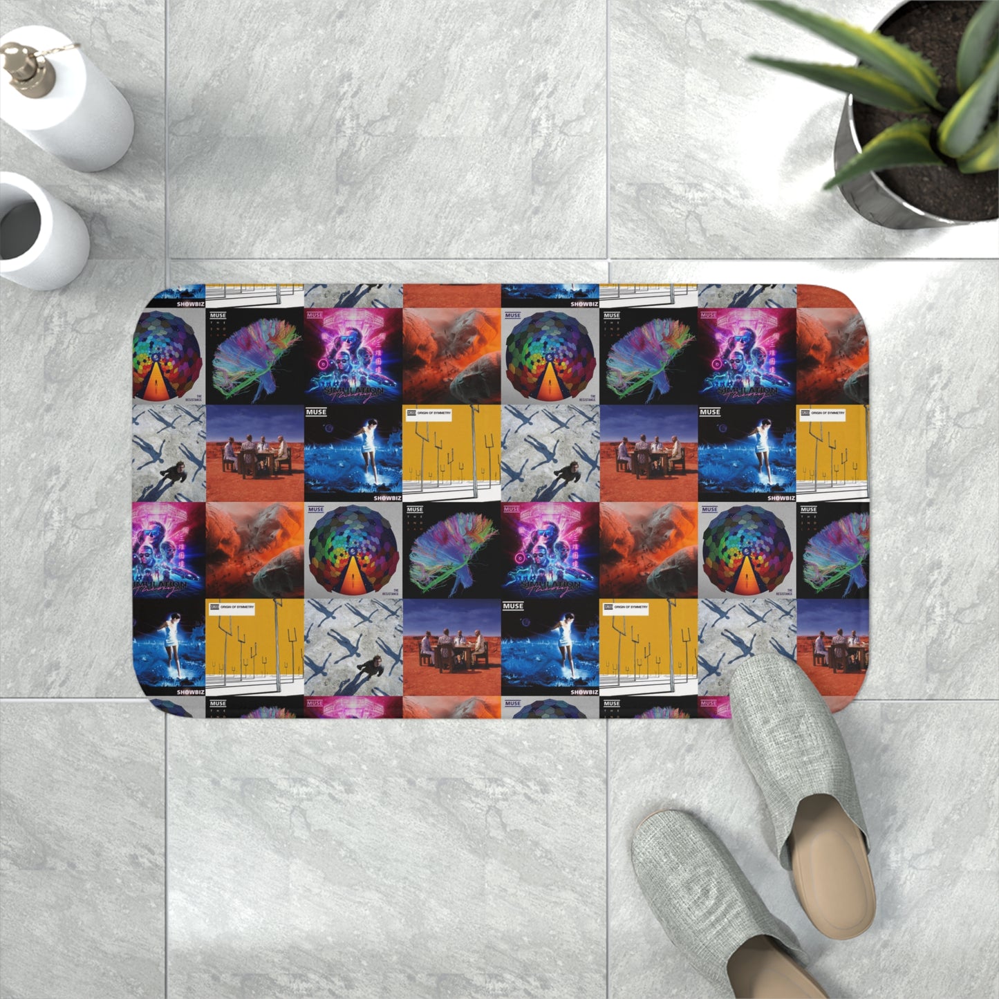 Muse Album Cover Collage Memory Foam Bath Mat