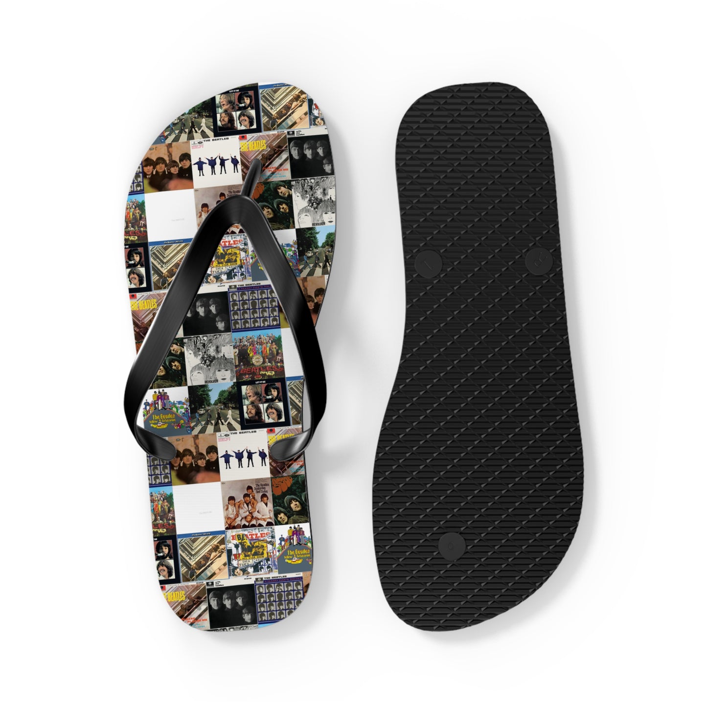 The Beatles Album Cover Collage Flip Flops