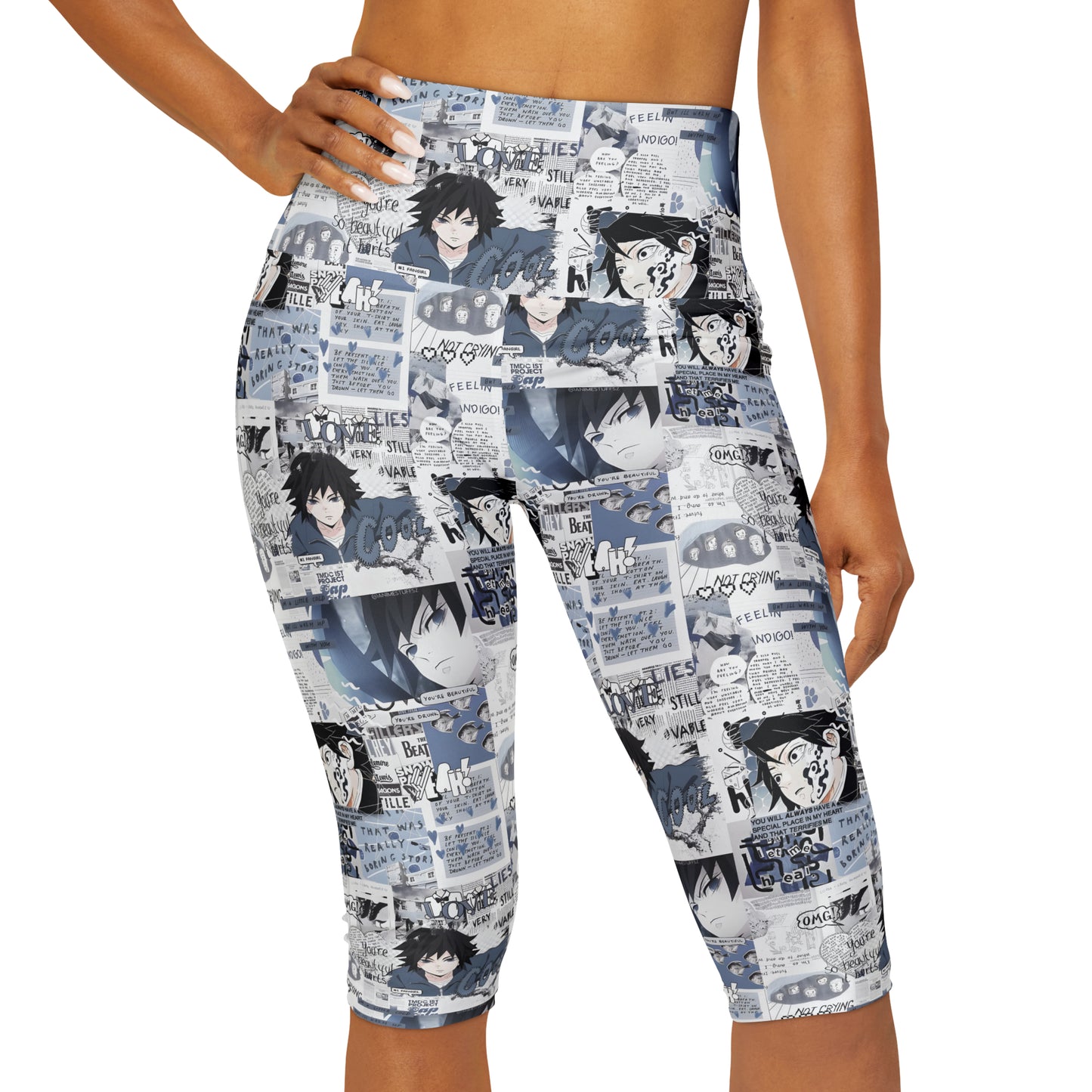 Demon Slayer Giyu Aesthetic Collage Yoga Capri Leggings