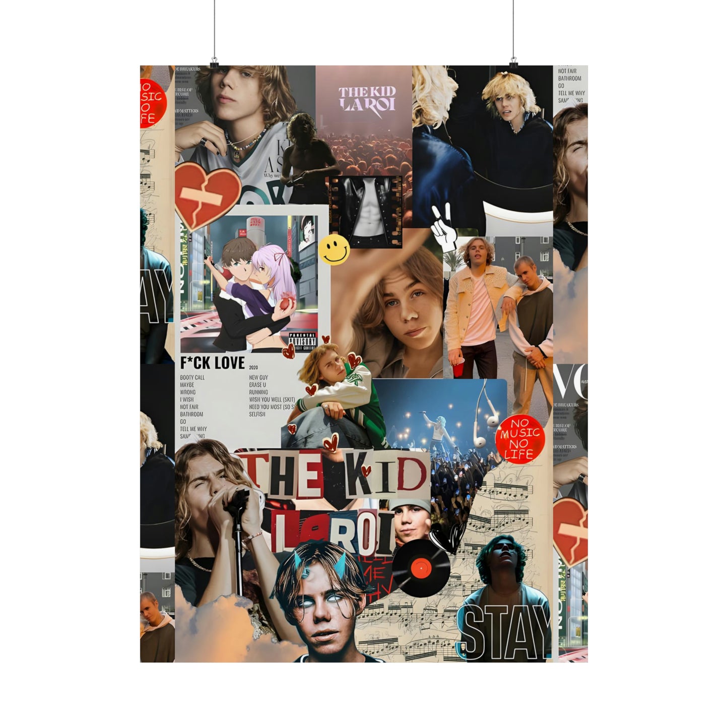 The Kid LAROI No Music No Life Collage Matte Vertical Poster