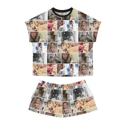 Taylor Swift's Cats Collage Pattern Women's Short Pajama Set