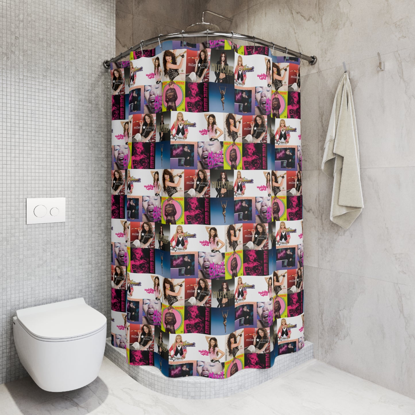 Miley Cyrus Album Cover Collage Polyester Shower Curtain