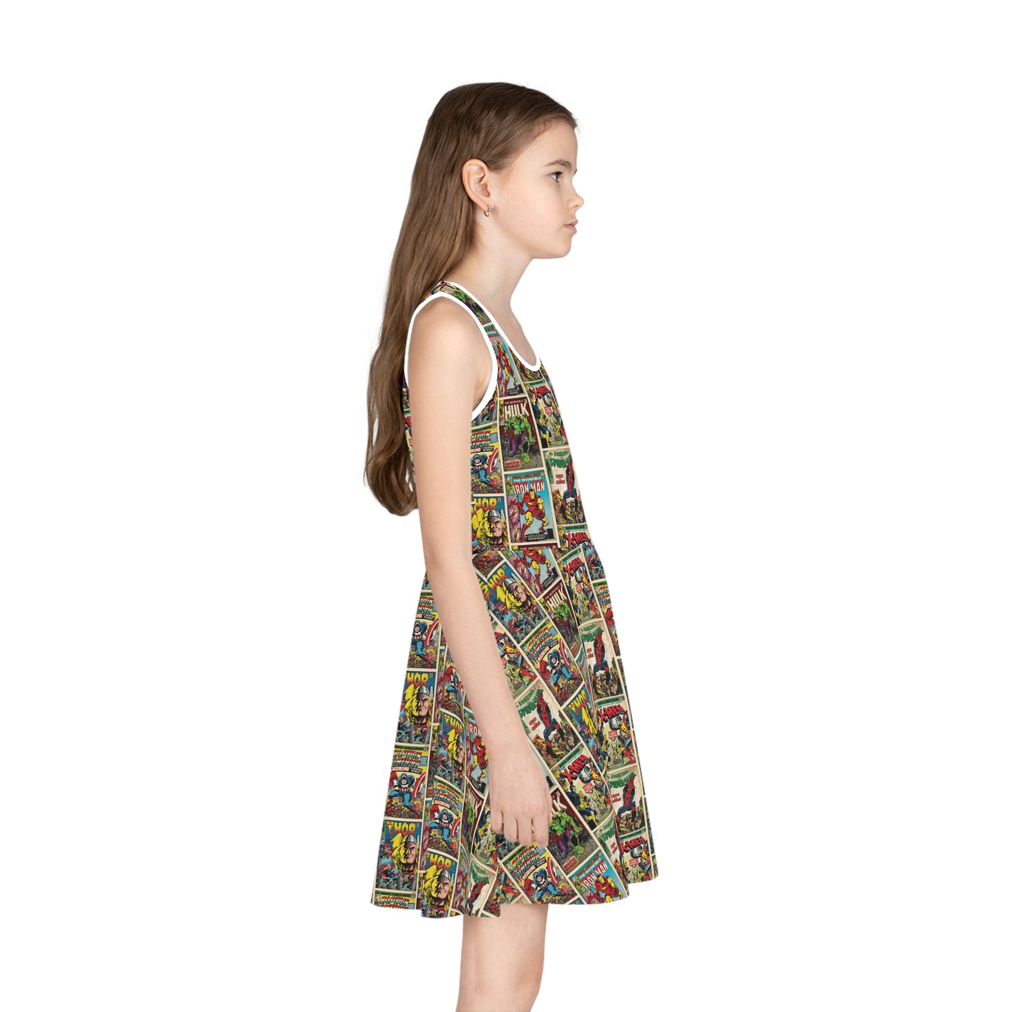 Marvel Comic Book Cover Collage Girls' Sleeveless Sundress