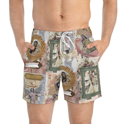 Lana Del Rey Victorian Collage Men's Swim Trunks