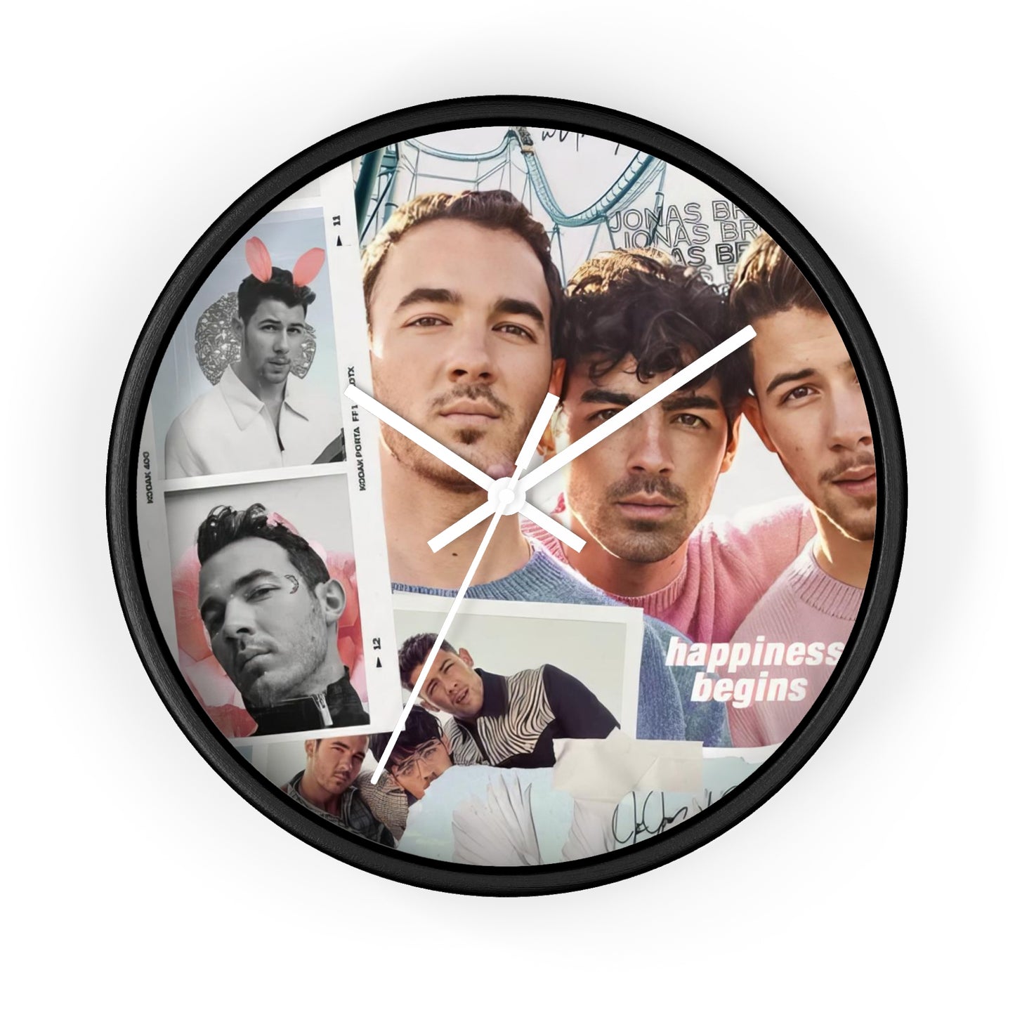 Jonas Brother Happiness Begins Collage Round Wall Clock