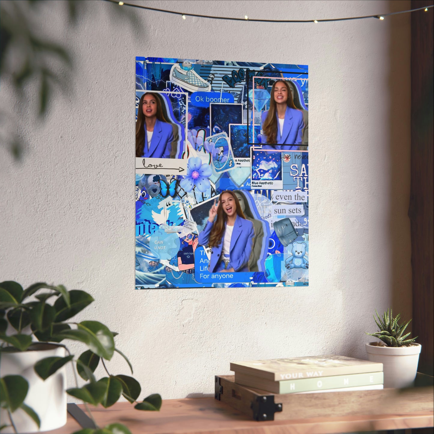 Olivia Rodrigo Blue Aesthetic Collage Matte Poster