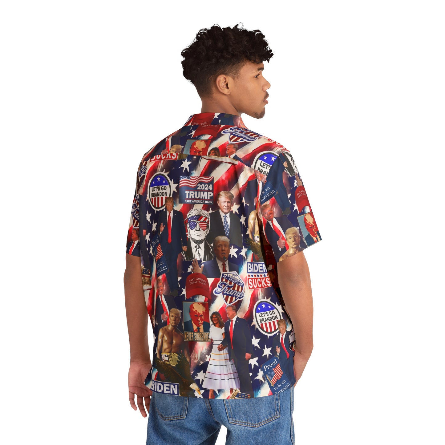 Donald Trump 2024 MAGA Montage Men's Hawaiian Shirt