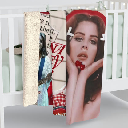 Lana Del Rey Cherry Coke Collage Sherpa Fleece Blanket