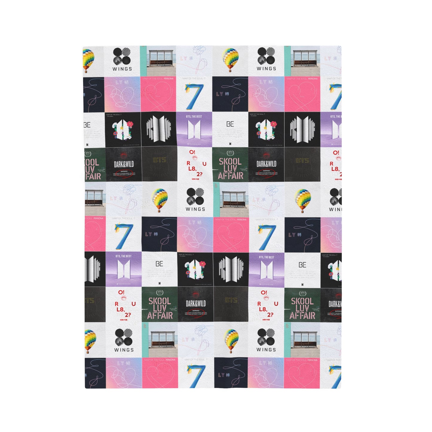 BTS Album Cover Art Collage Velveteen Plush Blanket