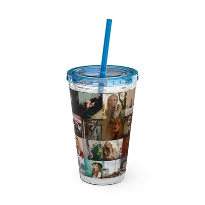 Sabrina Carpenter Album Cover Collage Sunsplash Tumbler with Straw