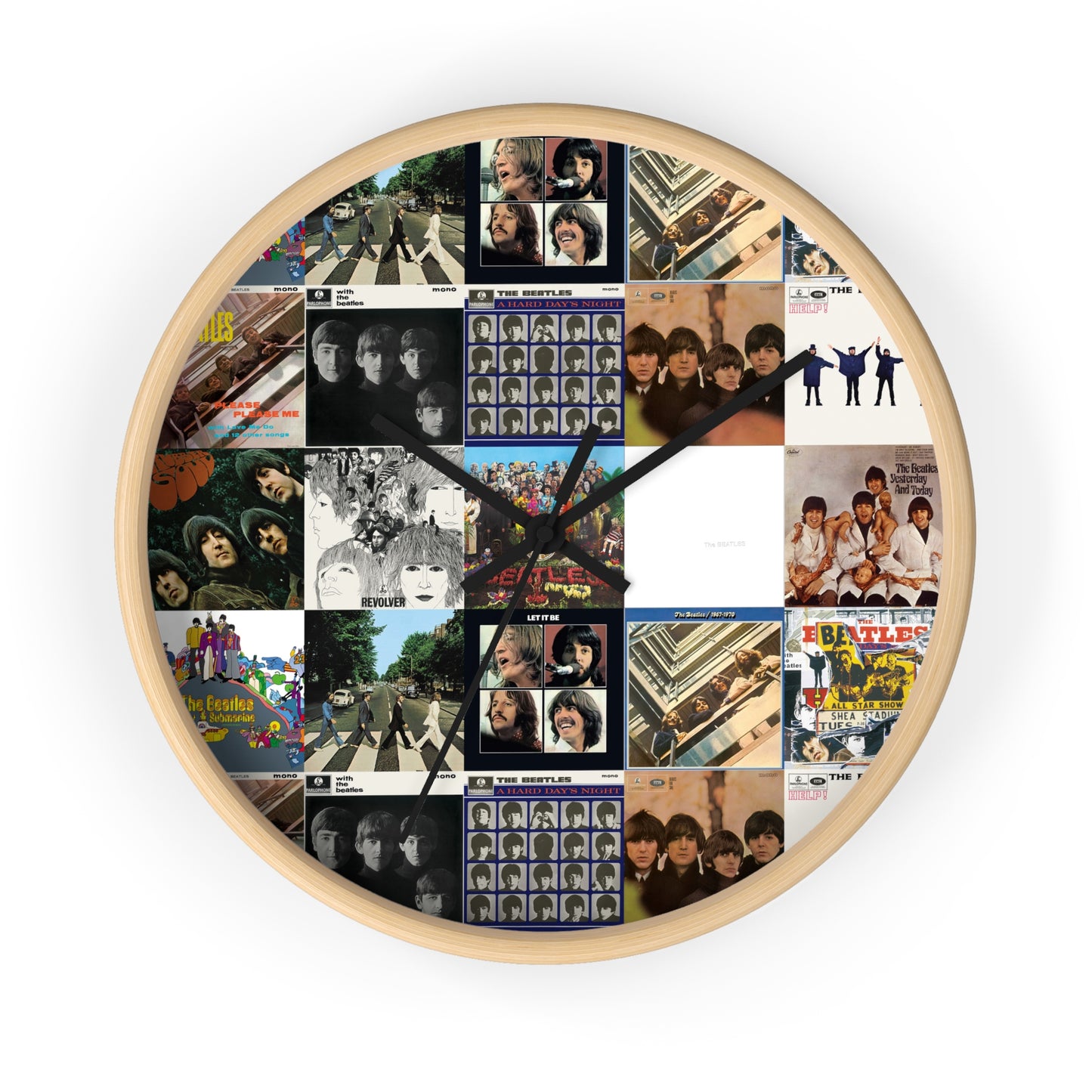 The Beatles Album Cover Collage Round Wall Clock