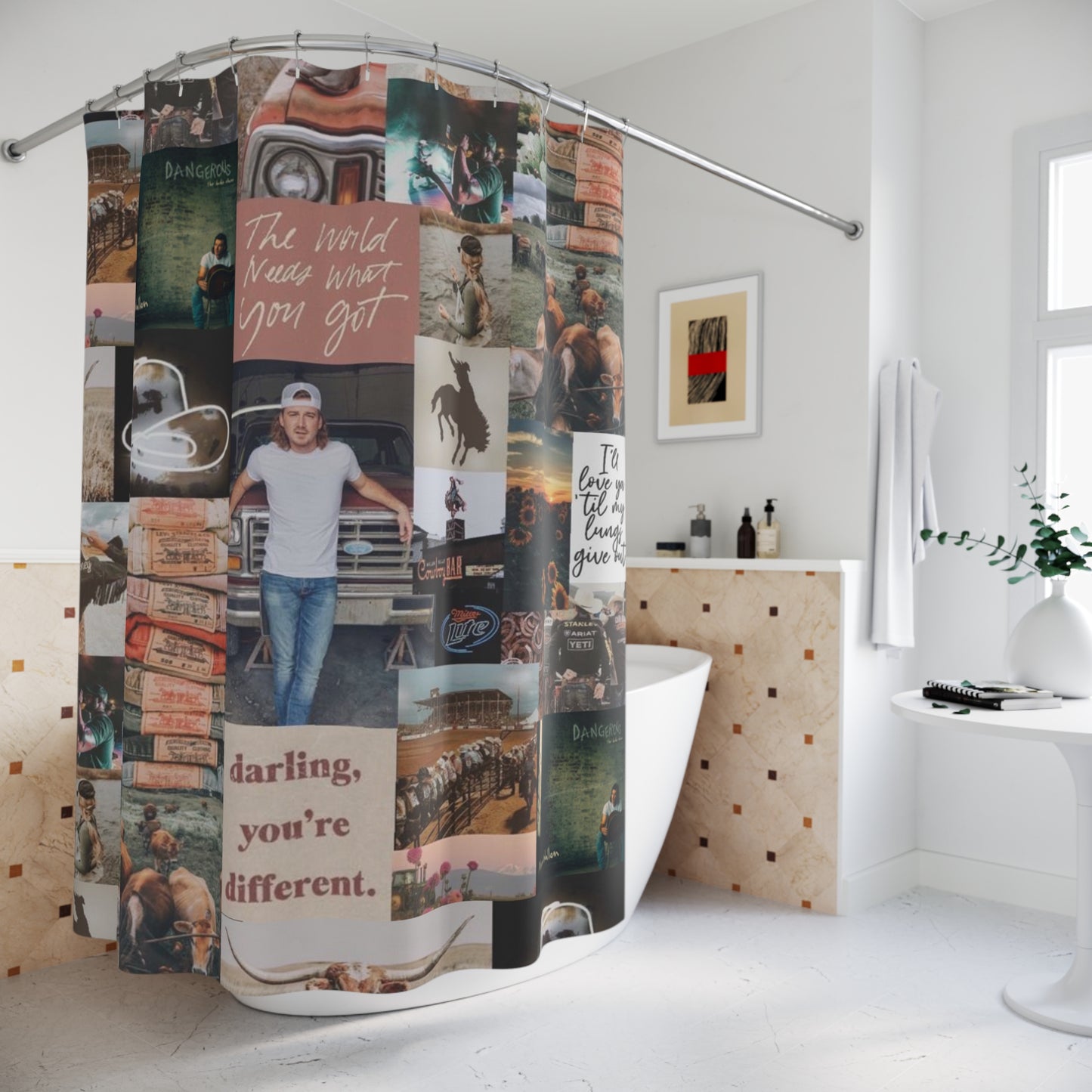 Morgan Wallen Darling You're Different Collage Polyester Shower Curtain