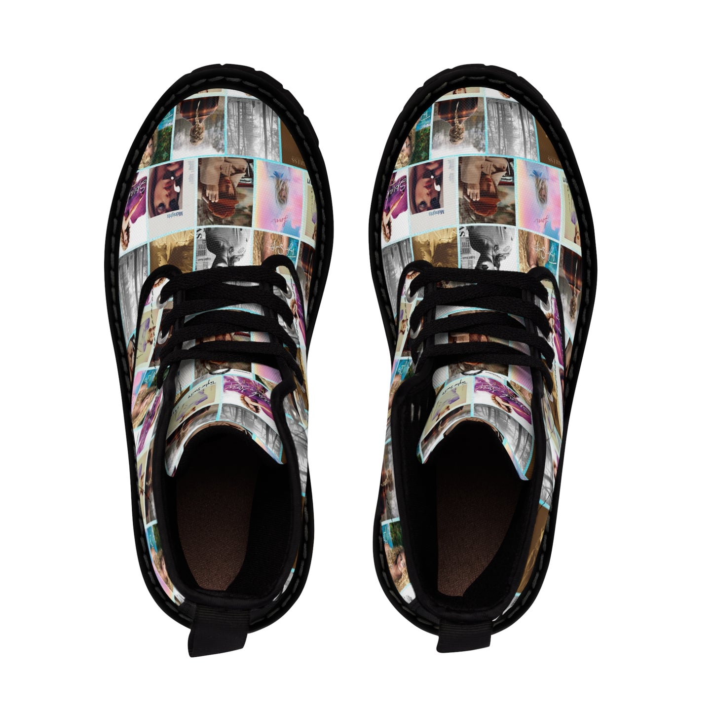 Taylor Swift Album Art Collage Pattern Women's Canvas Boots