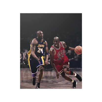 Michael Jordan Driving Against Kobe Bryant Satin Posters (210gsm)