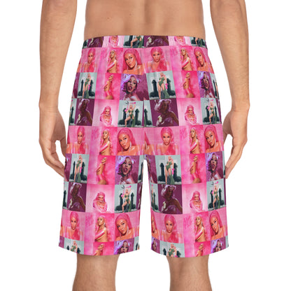 Doja Cat Hot Pink Mosaic Men's Board Shorts