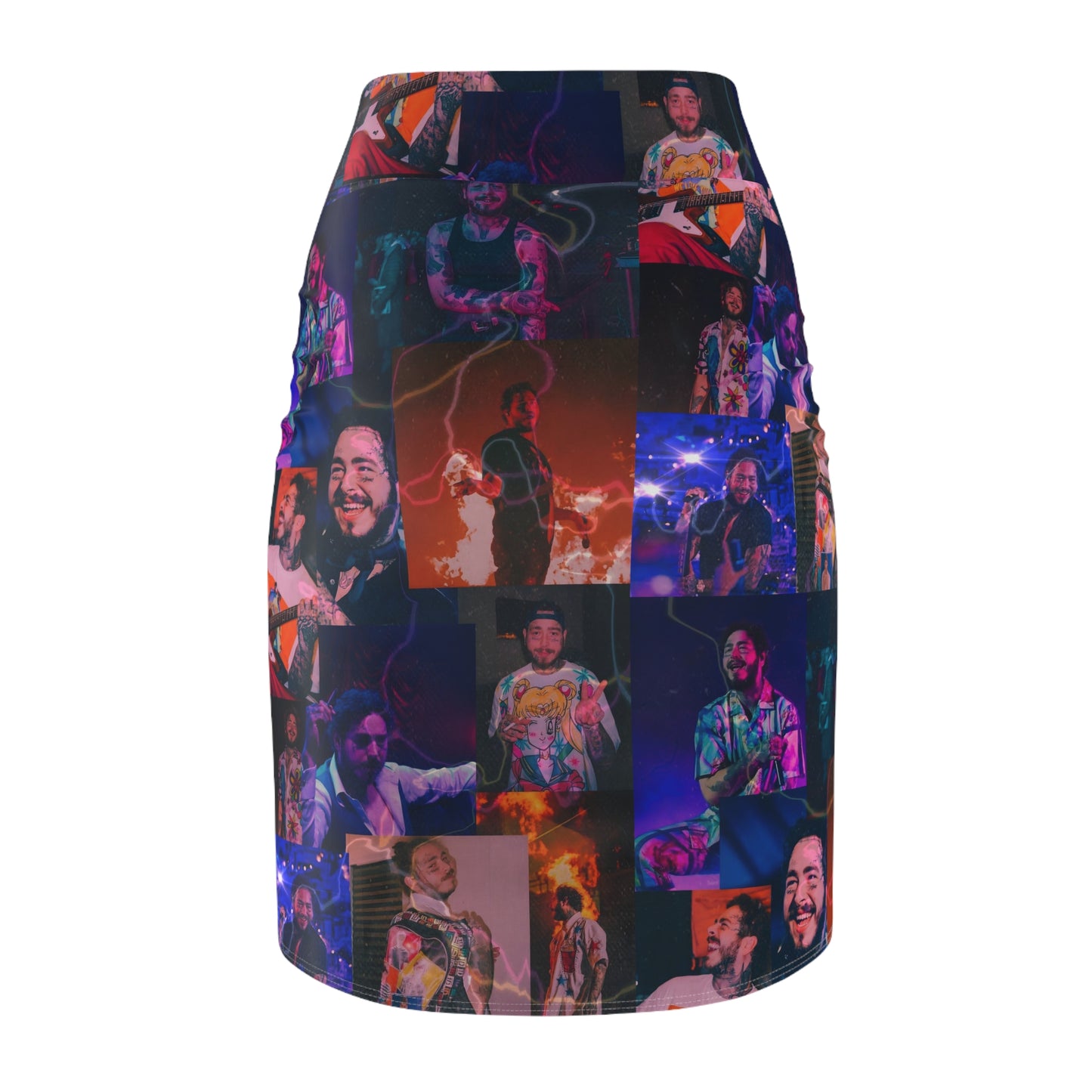 Post Malone Lightning Photo Collage Women's Pencil Skirt