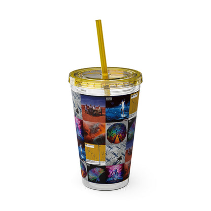 Muse Album Cover Collage Sunsplash Tumbler with Straw