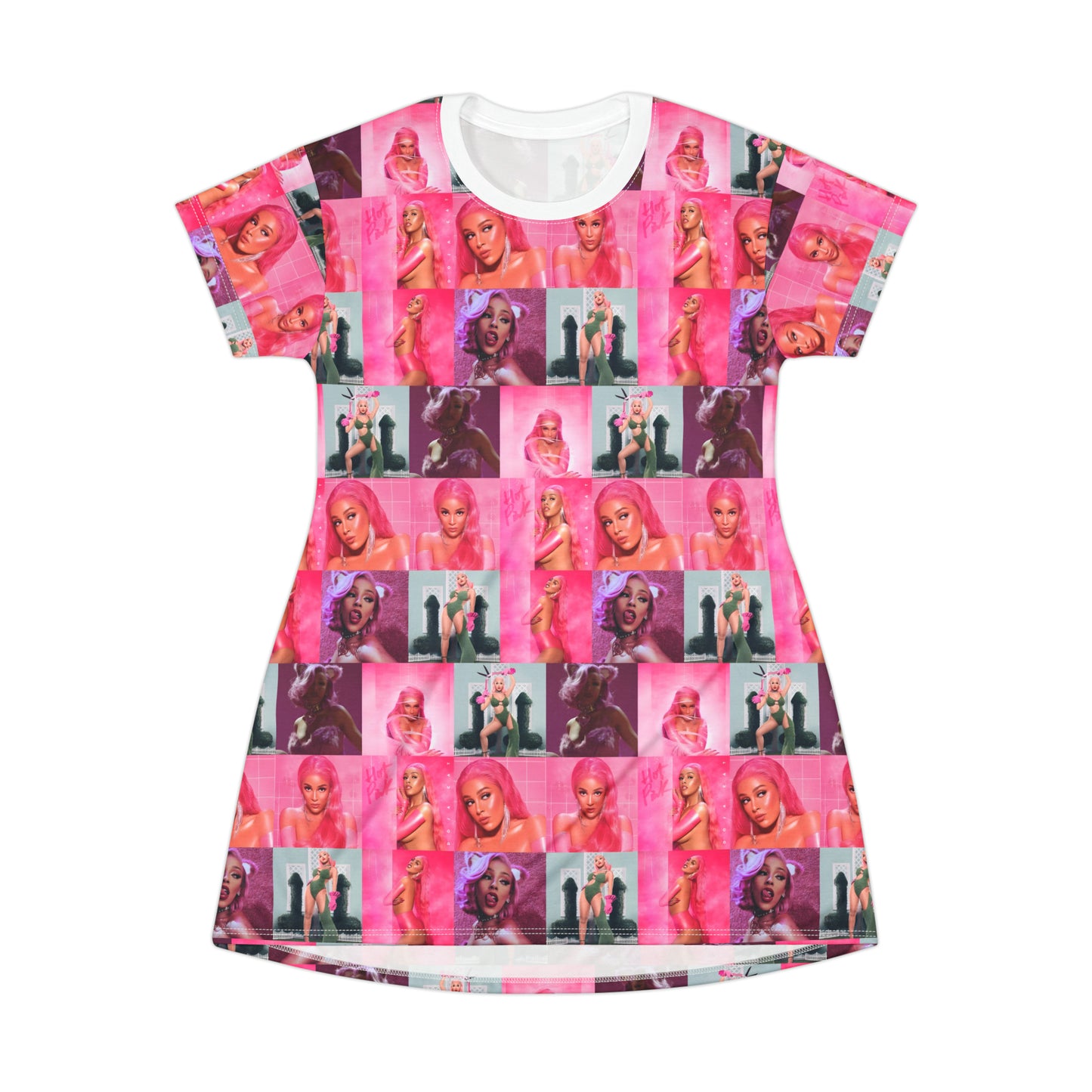 Doja Cat Hot Pink Mosaic T-Shirt Dress