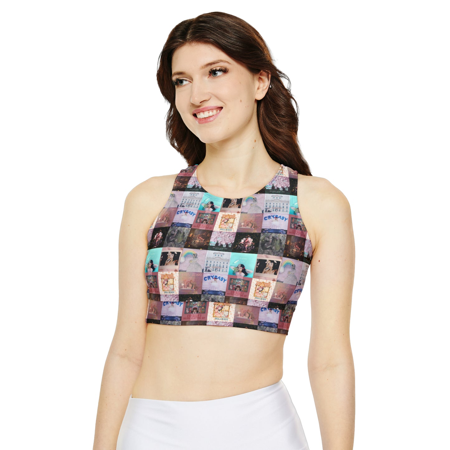 Melanie Martinez Album Art Collage Fully Lined Padded Sports Bra