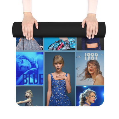 Taylor Swift Blue Aesthetic Collage Rubber Yoga Mat