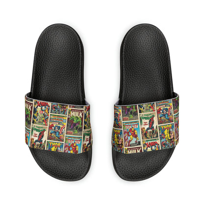 Marvel Comic Book Cover Collage Women's Slide Sandals