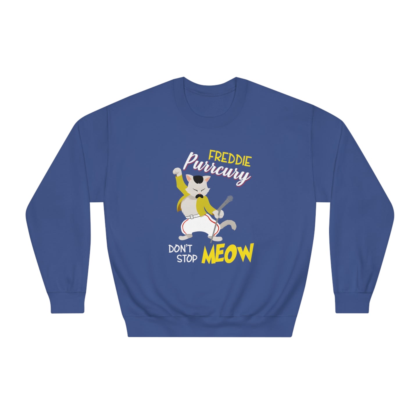 Queen Don't Stop Meow Freddie Purrcury Unisex DryBlend® Crewneck Sweatshirt