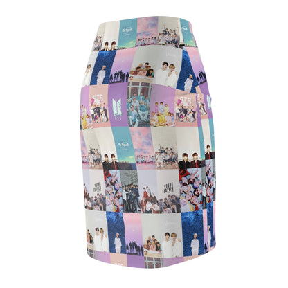 BTS Pastel Aesthetic Collage Women's Pencil Skirt