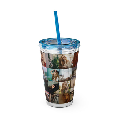 Sabrina Carpenter Album Cover Collage Sunsplash Tumbler with Straw