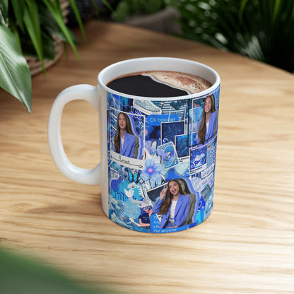 Olivia Rodrigo Blue Aesthetic Collage White Ceramic Mug