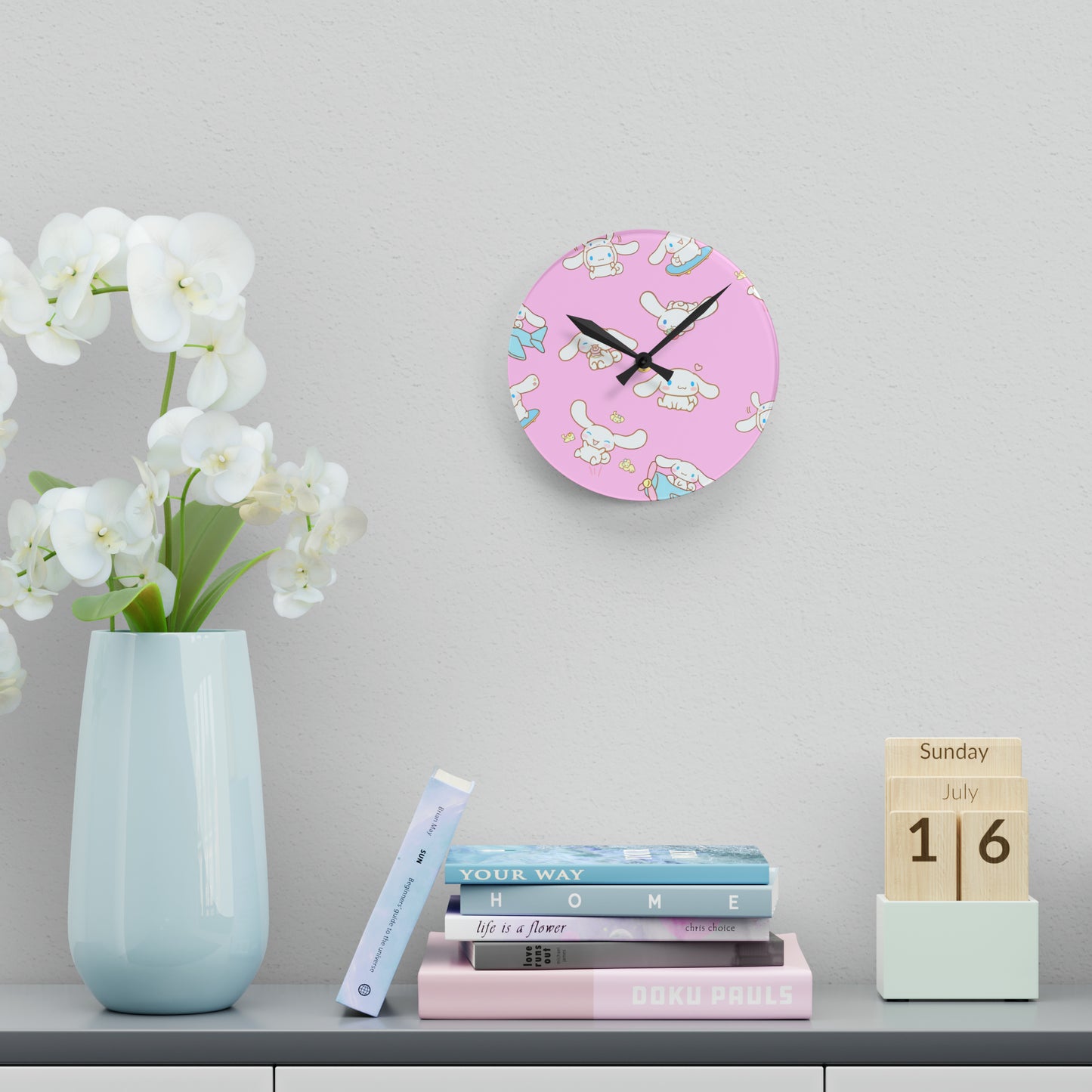 Cinnamoroll Playing Around Pattern Acrylic Wall Clock