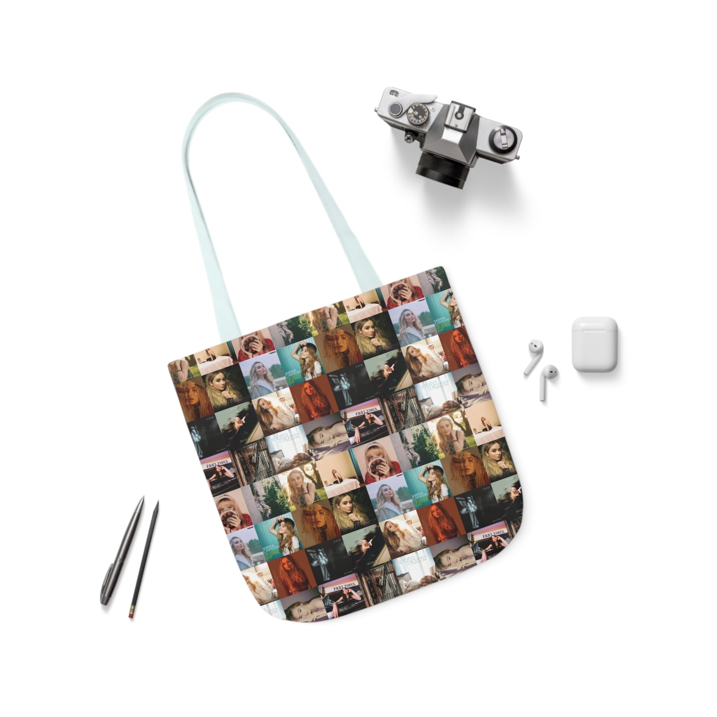 Sabrina Carpenter Album Cover Collage Polyester Canvas Tote Bag