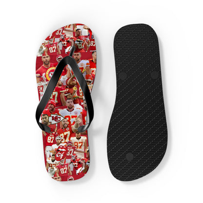 Travis Kelce Chiefs Red Collage Flip Flops