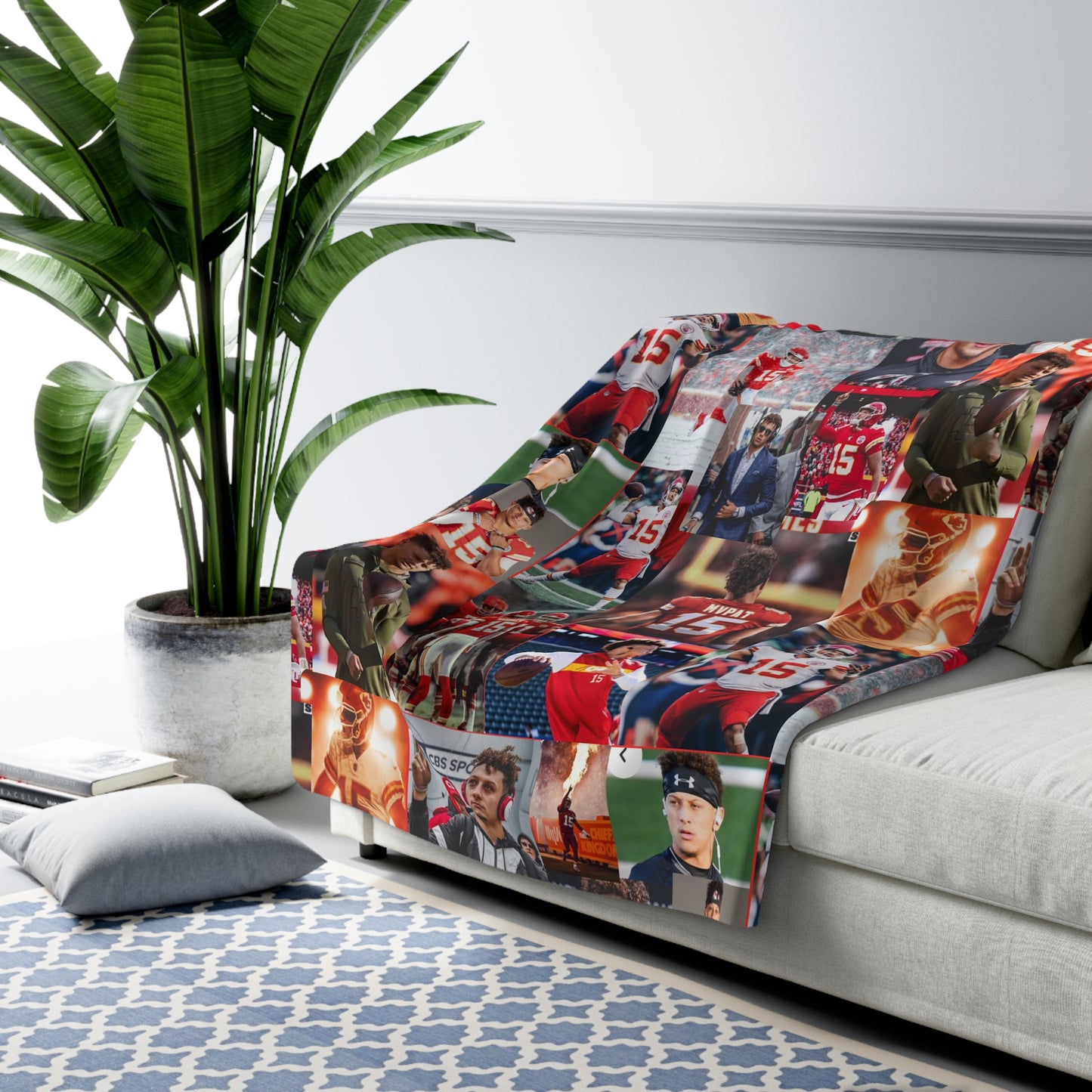 Patrick Mahomes Chiefs MVPAT Photo Collage Sherpa Fleece Blanket